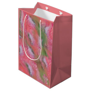 Sac Cadeau Moyen Fleurs de corail, d'herbe et de rose pivoine