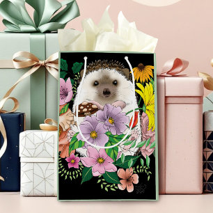 Sac Cadeau Moyen Fleurs de hérisson mignonnes