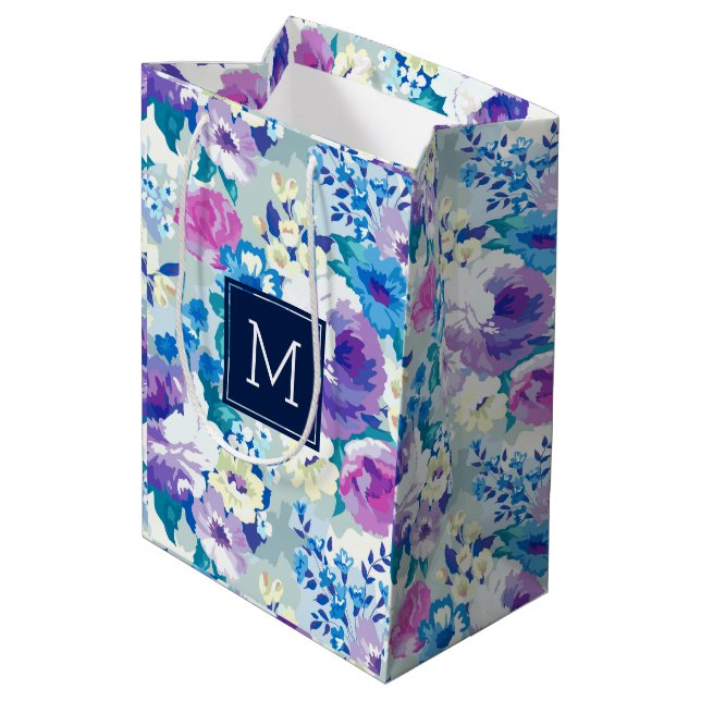 Sac Cadeau Moyen Fleurs d'été Couleurs pastel Motifs (Dos Angle)