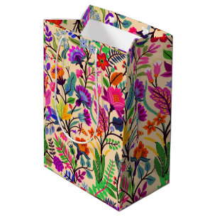 Sac Cadeau Moyen Fleurs d'illustrations florales colorées Imprimer