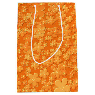 Sac Cadeau Moyen Fleurs éparses, Sac-CADEAU orange clair M