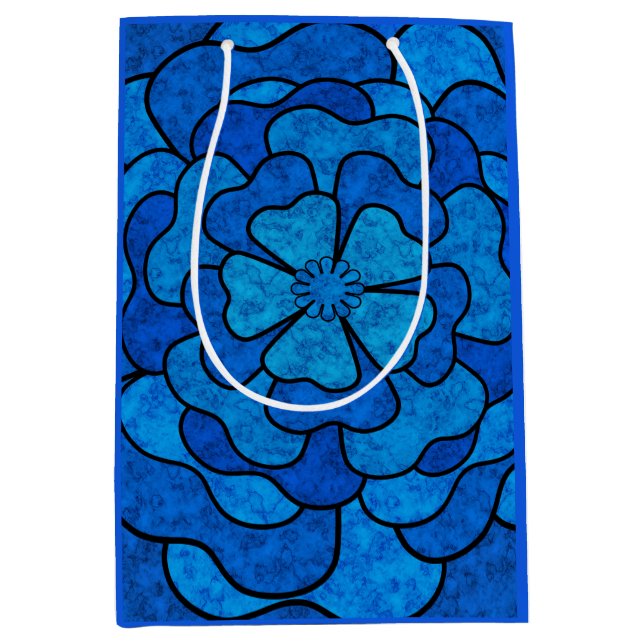 Sac Cadeau Moyen Fleurs florales abstraites sans couture couleur ma (Devant)