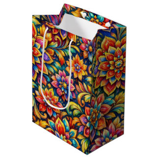 Sac Cadeau Moyen fleurs full color