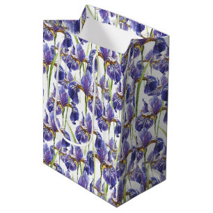 Sac Cadeau Moyen Fleurs Iris Violettes