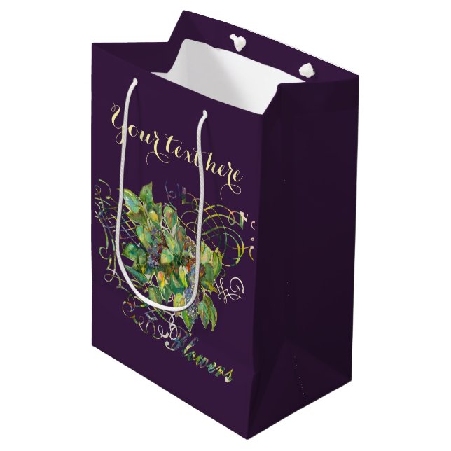 Sac Cadeau Moyen fleurs lilas (Devant Angle)