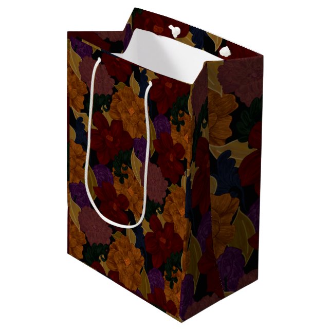 Sac Cadeau Moyen Fleurs peintes à l'huile (Devant Angle)