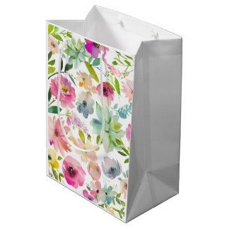 Sac Cadeau Moyen Fleurs printanières colorées joyeuses multi-usages