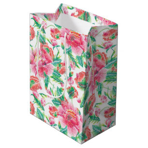 Sac Cadeau Moyen Fleurs rose Fille Lumineuse Moderne Motif