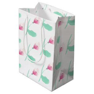 Sac Cadeau Moyen Fleurs roses Assez Abstraites