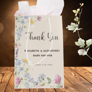 Sac Cadeau Moyen Fleurs Sauvages Couple Baby Shower Remerciements