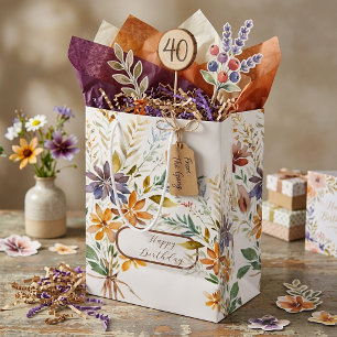 Sac Cadeau Moyen Fleurs sauvages d'automne personnalisées