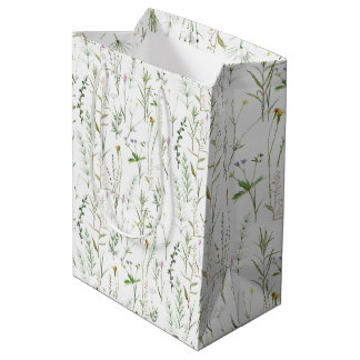 Sac Cadeau Moyen Fleurs sauvages vertes