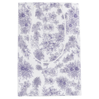 Sac Cadeau Moyen Fleurs Sombres Humeur | Ligne Botanique Violette É