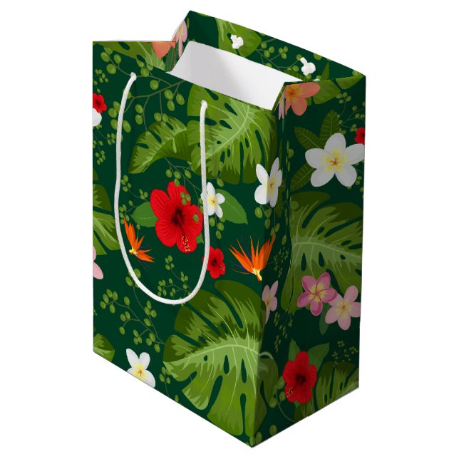 Sac Cadeau Moyen Fleurs tropicales Arrière - plan 8 (Dos Angle)
