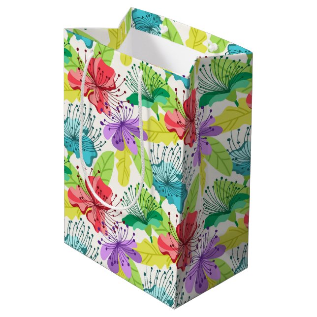 Sac Cadeau Moyen Fleurs tropicales sans couture motif (Dos Angle)