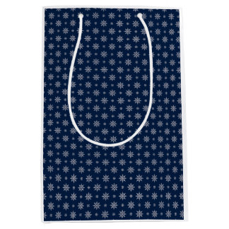 Sac Cadeau Moyen Flocon de neige élégant motif bleu sans couture
