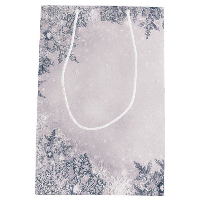 Sac Cadeau Moyen Flocons de neige de pays des merveilles hivernal B (Dos)