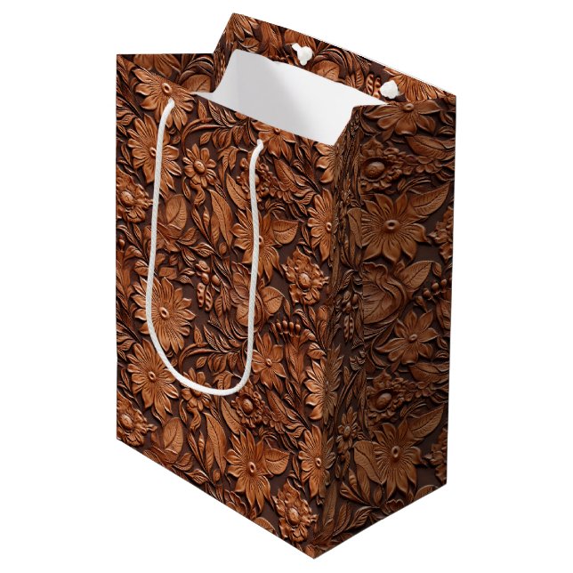 Sac Cadeau Moyen Floral Boho Brown (Devant Angle)
