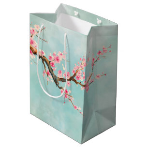 Sac Cadeau Moyen Floral de fleurs de cerisiers roses d'Aqua 