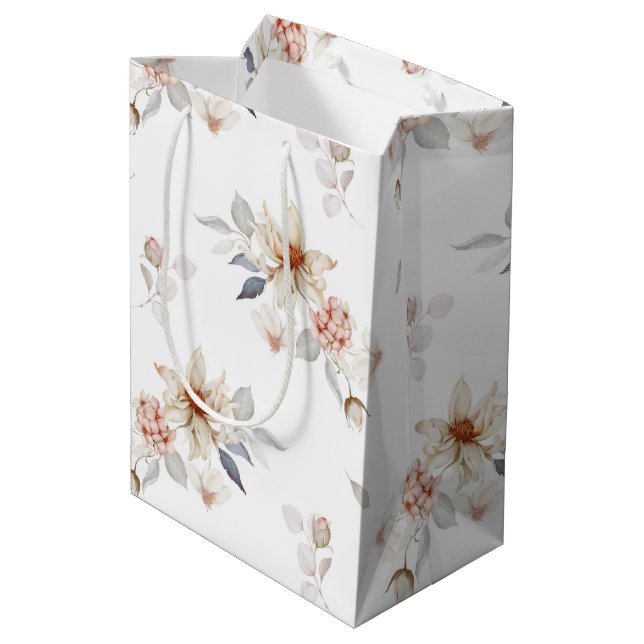 Sac Cadeau Moyen Floral élégant et intemporel (Dos Angle)