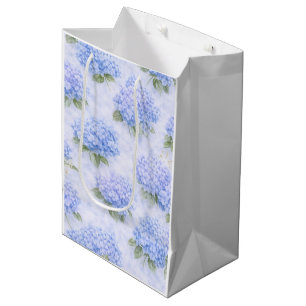 Sac Cadeau Moyen Floral Hydrangea Bleu