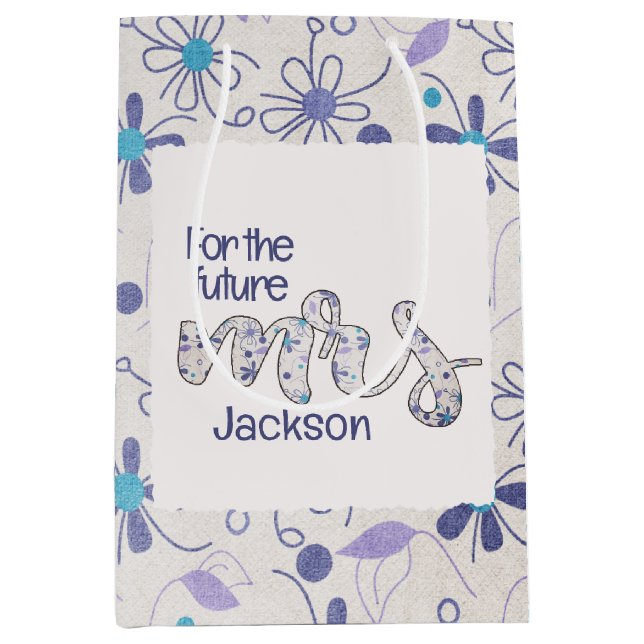 Sac Cadeau Moyen Floral Mrs. Fête de mariage  (Devant)