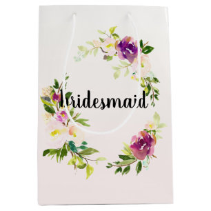 Sac Cadeau Moyen Floral rose de Bourgogne