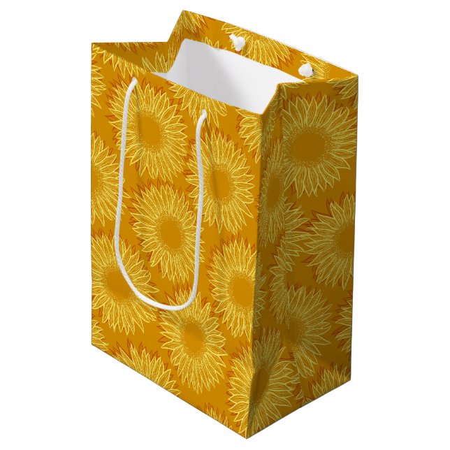 Sac Cadeau Moyen Flore Rustique Tournesol Feu à main (Devant Angle)