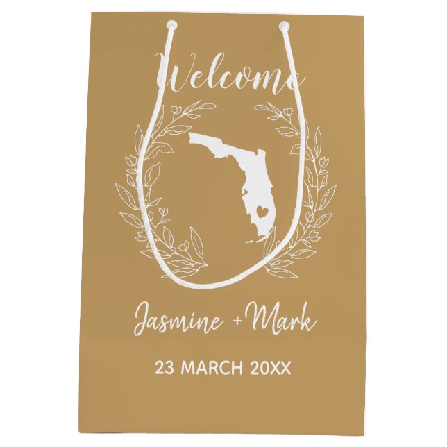Sac Cadeau Moyen Florida State Silhouette Mariage Anniversaire (Dos)