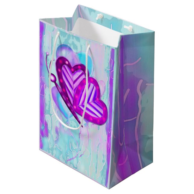 Sac Cadeau Moyen Flutterbys Valentines Folk Art MEDIUM SEULEMENT (Devant Angle)