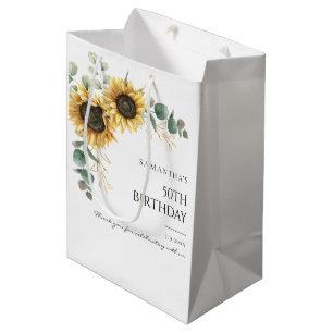Sac Cadeau Moyen Foliage de tournesol Foliage 50e fête d'anniversai