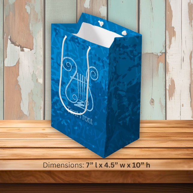 Sac Cadeau Moyen Fond de Lyre Bleue (Créateur téléchargé)