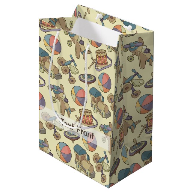 Sac Cadeau Moyen Fond d'icônes de jouets (Devant Angle)