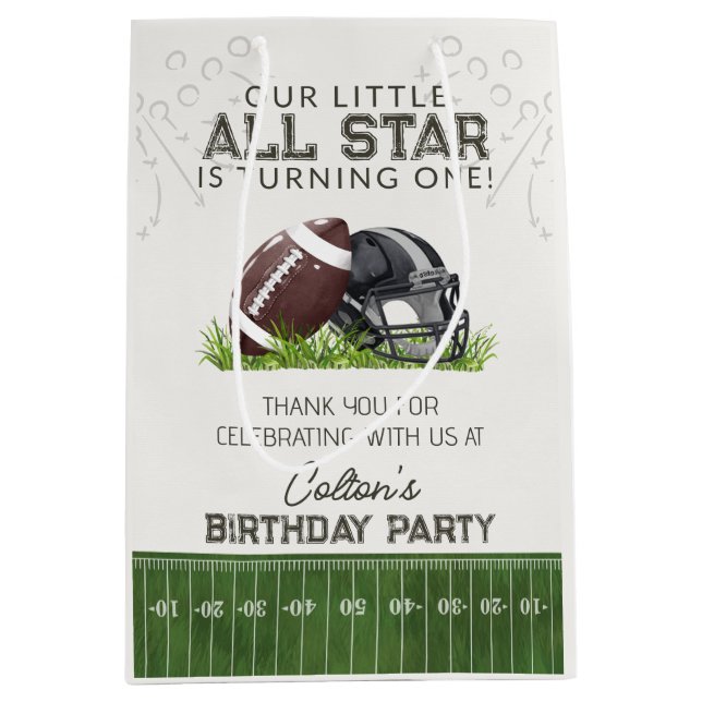 Sac Cadeau Moyen Football Little AllStar Touchdown Birthday Favor (Devant)