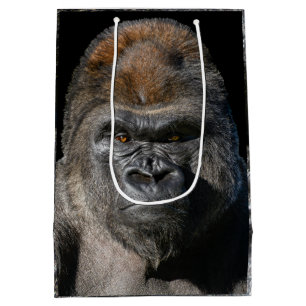 Sac Cadeau Moyen Force du dos argenté – Portrait de gorille