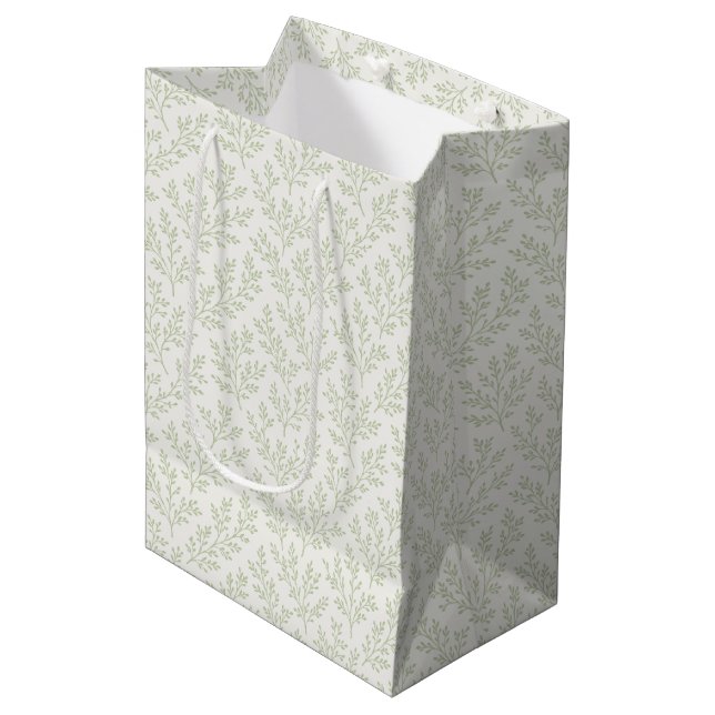 Sac Cadeau Moyen Forest Sprigs Soft Olive - Neutre (Devant Angle)