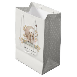 Sac Cadeau Moyen Forêt boisée mignonne Baby shower d'écureuil flora