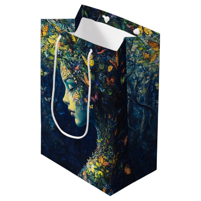 Sac Cadeau Moyen Forêt enchantée de la déesse papillon (2) (Devant Angle)