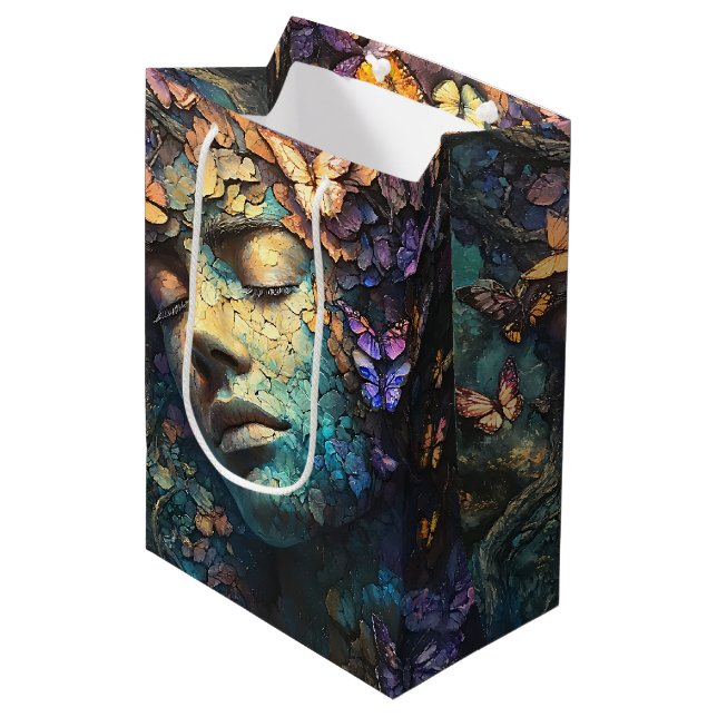 Sac Cadeau Moyen Forêt enchantée de la déesse papillon (7) (Devant Angle)