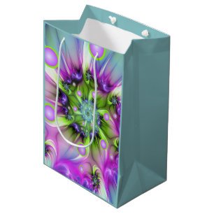 Sac Cadeau Moyen Formes arrondies de spirale colorées Art fractal A
