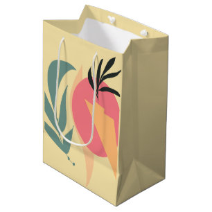 Sac Cadeau Moyen Formes d'illustration de plante abstraite Rose Jau