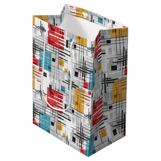 Sac Cadeau Moyen formes géométriques modernes Abstraites rayées (Devant Angle)