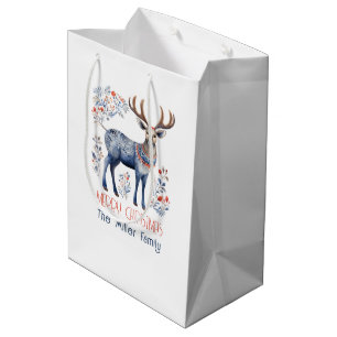 Sac Cadeau Moyen Fournitures de fête de Noël de rennes folkloriques