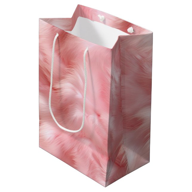 Sac Cadeau Moyen Fourrure rose pâle (Devant Angle)