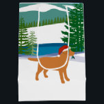 Sac Cadeau Moyen Fox Red Labrador Christmas Winter View<br><div class="desc">Fox Red Labrador Christmas Winter Voir le sac cadeau pour les amoureux de les chiens qui aiment Labradors. Belle Fox Red Labrador Silhouette design avec Santa Hat. Neige et arbres à feuillage persistant. Créé par Naomi Ochiai.</div>
