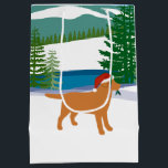 Sac Cadeau Moyen Fox Red Labrador Christmas Winter View<br><div class="desc">Fox Red Labrador Christmas Winter Voir le sac cadeau pour les amoureux de les chiens qui aiment Labradors. Belle Fox Red Labrador Silhouette design avec Santa Hat. Neige et arbres à feuillage persistant. Créé par Naomi Ochiai.</div>