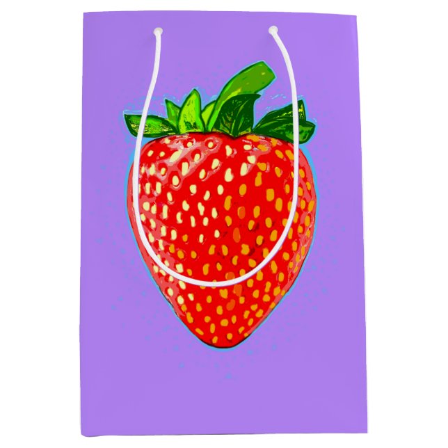 Sac Cadeau Moyen Fraise juteuse en style pop art (Devant)