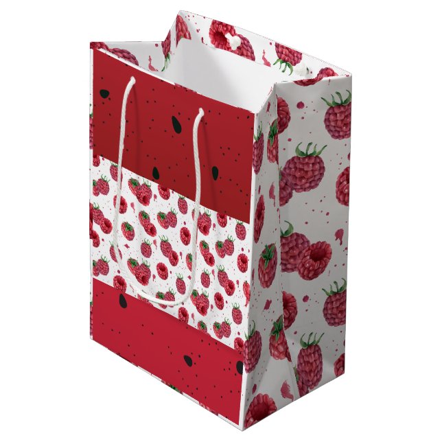 Sac Cadeau Moyen framboises fraîches et juteuses (Devant Angle)