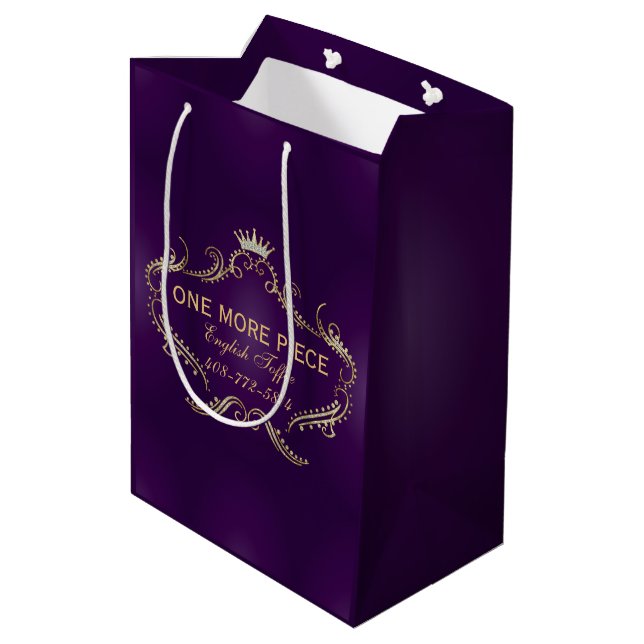 Sac Cadeau Moyen Frame Profond Purple & Couronne Or (Dos Angle)