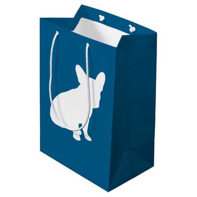 Sac Cadeau Moyen Français Baby shower Bulldog Français Frenchie Blu (Dos Angle)